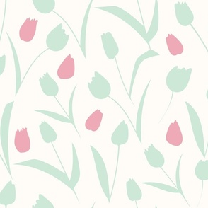 Flower Motifs in green and pink (Big)