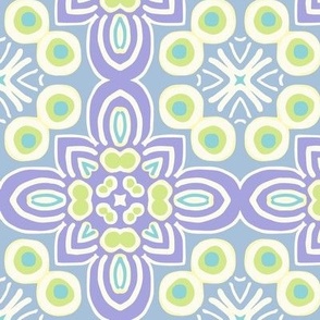 Hannah quatrefoil, blue and green, 6 inch