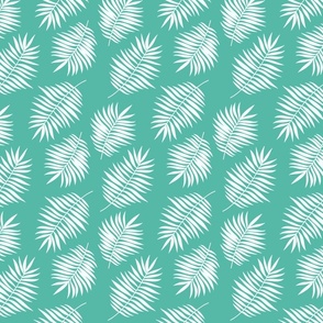 tropical leaves in teal 1