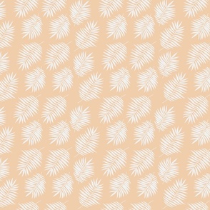 tropical leaves in peach cream
