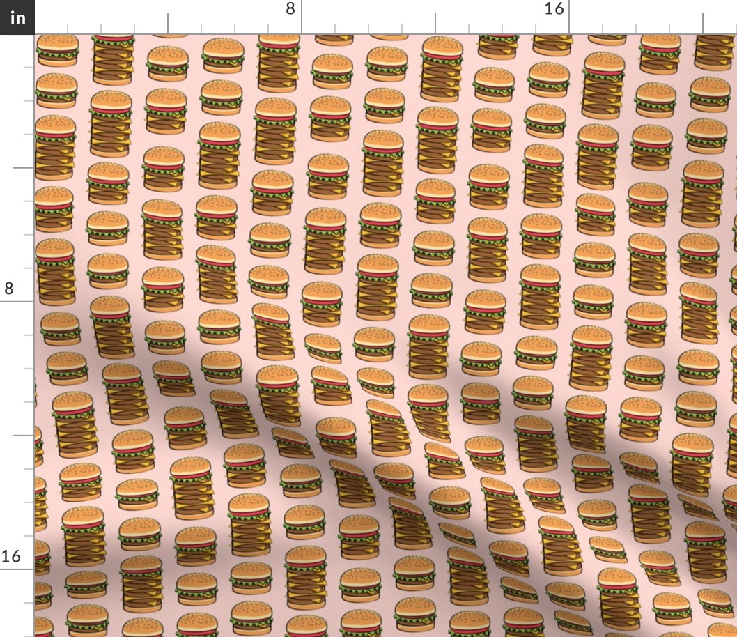 (2" scale)  I love burgers - cookout fabric - pink C22