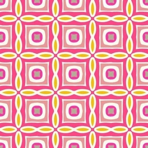 Valarie square, bright pink & yellow, 2 inch