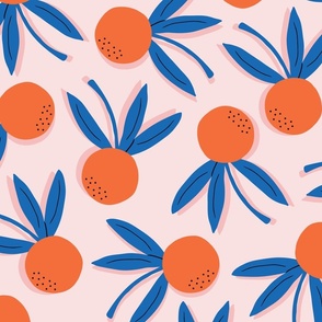 Citrus Pop Floral XLg | Orange + Blue on Pink