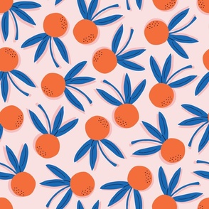 Citrus Pop Floral  Lg | Orange + Blue on Pink