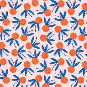 Citrus Pop Floral Md | Orange + Blue on Pink