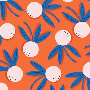 Citrus Pop Floral Xlg | Pink + Blue on Orange