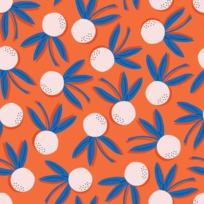 Citrus Pop Floral Lg | Blue + Pink on Orange