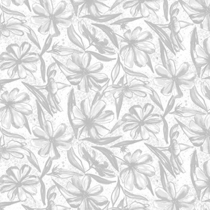 Watercolor Garden Cosmos Flower grey neutral