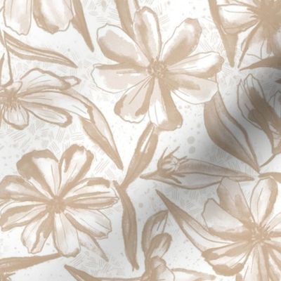 Watercolor Garden Cosmos Flower beige neutral