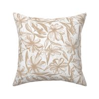 Watercolor Garden Cosmos Flower beige neutral