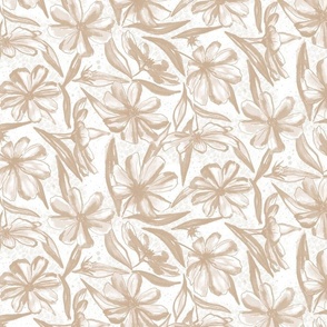 Watercolor Garden Cosmos Flower beige neutral