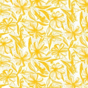 Watercolor Garden Cosmos Flower lemon yellow