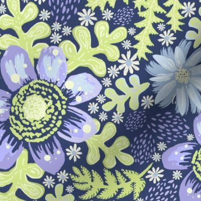 Big | Light purple flowers | Light Pastel Palette | Whimsical foliage | Whimsy Flowers | Large scale floral | size L