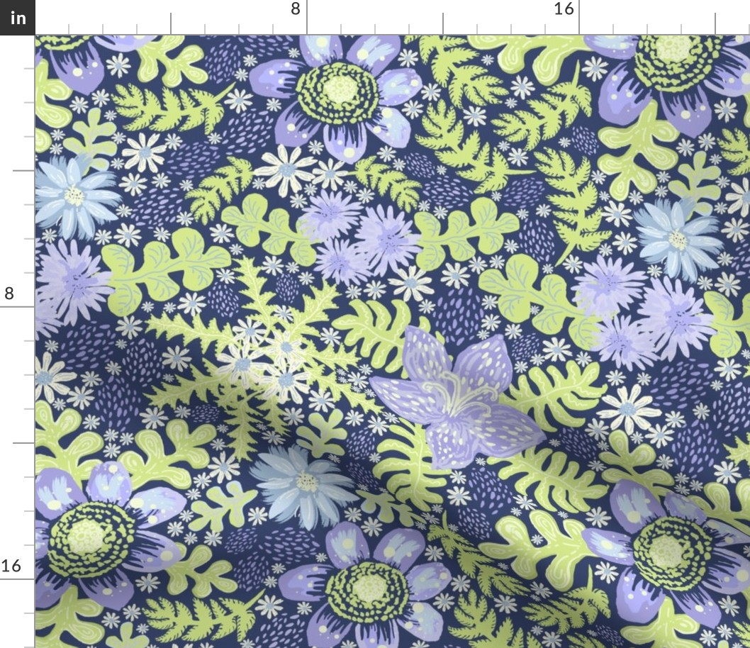 Big | Light purple flowers | Light Pastel Palette | Whimsical foliage | Whimsy Flowers | Large scale floral | size L