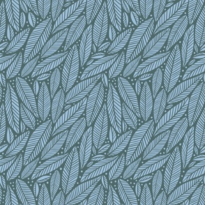 Blue Leaves Fabric, Wallpaper and Home Decor | Spoonflower
