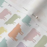 small cows: pastel yellow, spring’s coral, aloe wash, opal blue, pastel pink, pastel purple