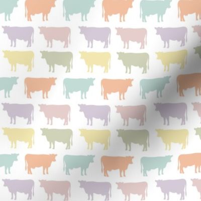 small cows: pastel yellow, spring’s coral, aloe wash, opal blue, pastel pink, pastel purple