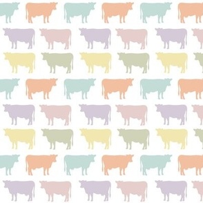small cows: pastel yellow, spring’s coral, aloe wash, opal blue, pastel pink, pastel purple