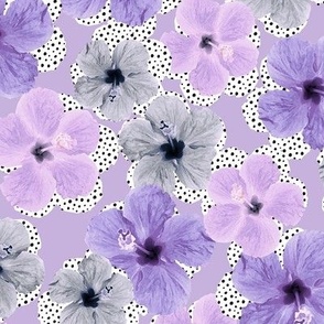 Hibiscus and polka-dots - Purple