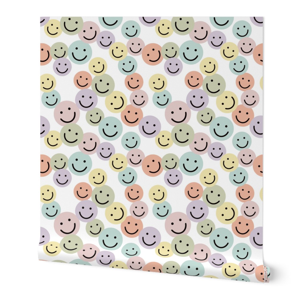  smiley faces: pastel yellow, spring’s coral, aloe wash, opal blue, pastel pink, pastel purple