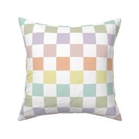 checkerboard: pastel yellow, spring’s coral, aloe wash, opal blue, pastel pink, pastel purple