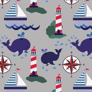 WHALES, LIGHTHOUSES SAILBOATS