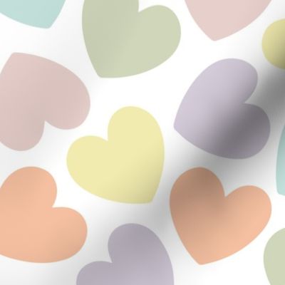 hearts: pastel yellow, spring’s coral, aloe wash, opal blue, pastel pink, pastel purple