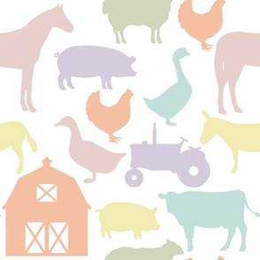 farm animals: pastel yellow, spring’s coral, aloe wash, opal blue, pastel pink, pastel purple