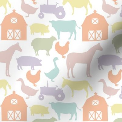 small farm animals: pastel yellow, spring’s coral, aloe wash, opal blue, pastel pink, pastel purple