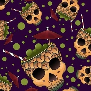 Tiki Skull Pineapple in Dark Purple