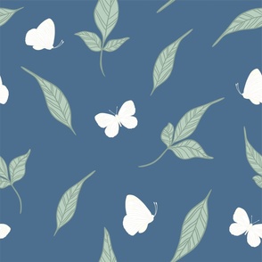 Leaves and white butterflies (large)