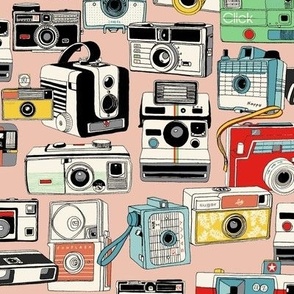 Make It Snappy! (MidMod Peachy Keen) || hand-drawn vintage cameras