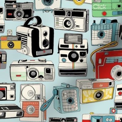 Make It Snappy! (MidMod Mist) || hand-drawn vintage cameras
