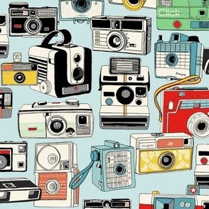Make It Snappy! (MidMod Mist) || hand-drawn vintage cameras
