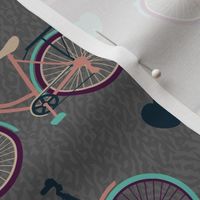 Busy Bicycles on Cozy Grey (Large Scale)