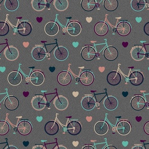 Busy Bicycles on Cozy Grey (Large Scale)