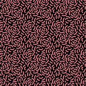 Abstract Roses Coral on Black - Small