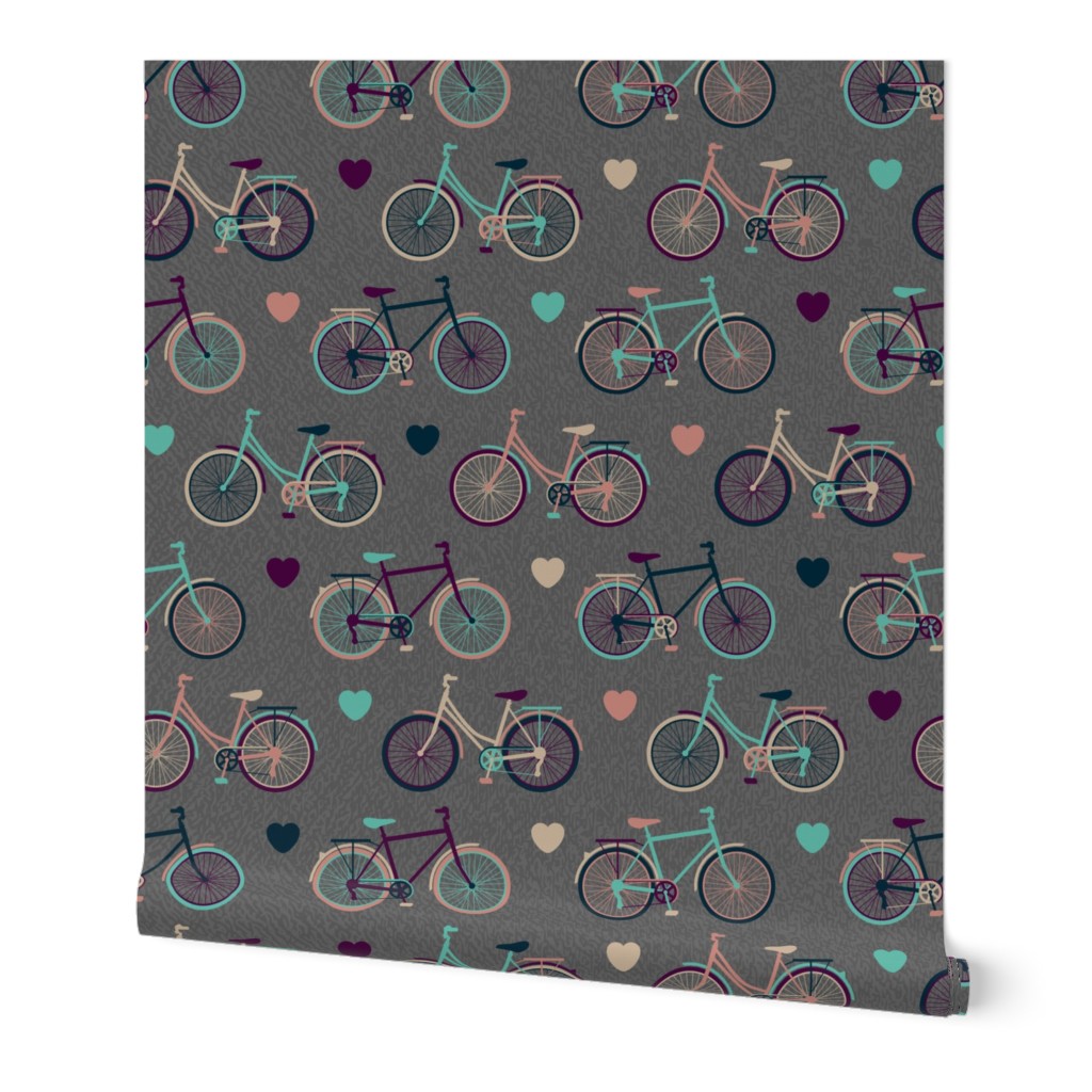 Busy Bicycles on Cozy Grey (Small Scale)