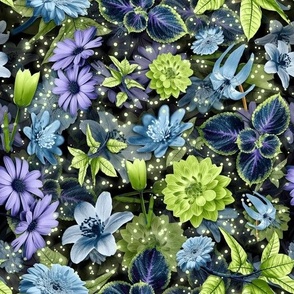 Floral Pattern Honeydew Lilac & Sky Blue