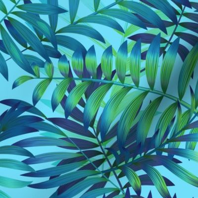 Palm leaves_blue