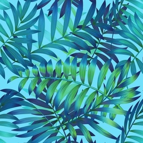 Palm leaves_blue