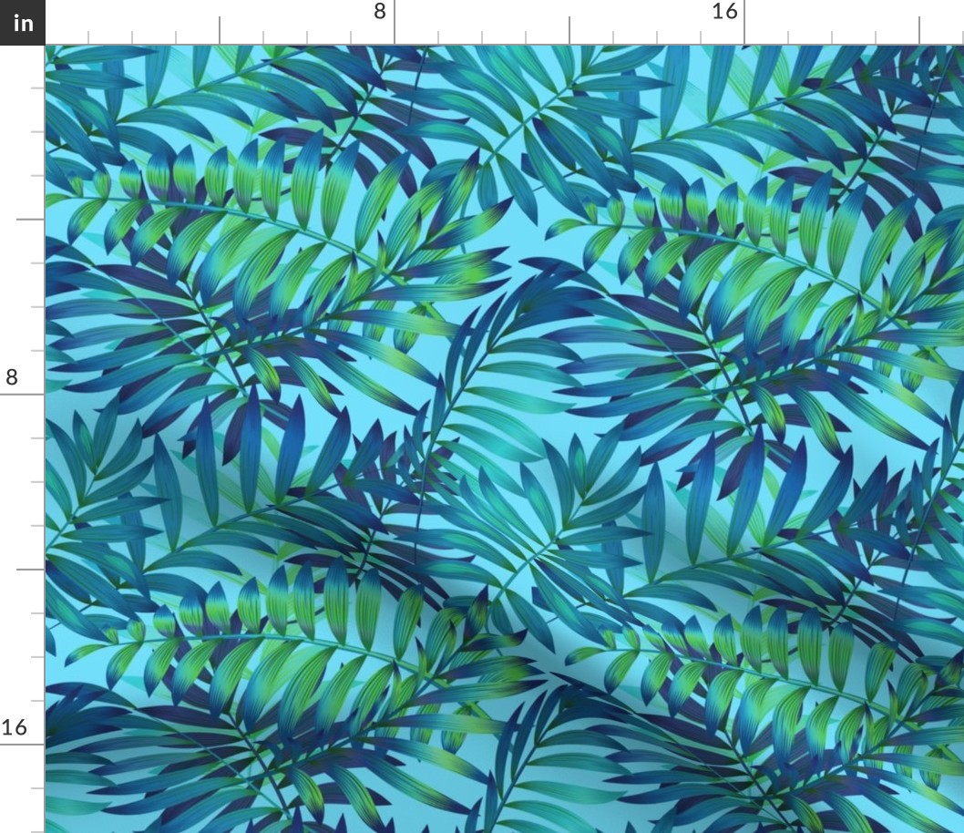 Palm leaves_blue