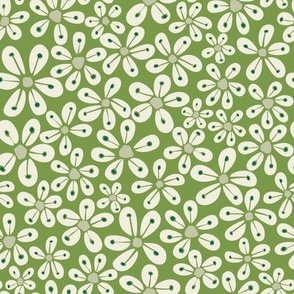 Daisycakes Floral 8x8 Ivory on Grass Green