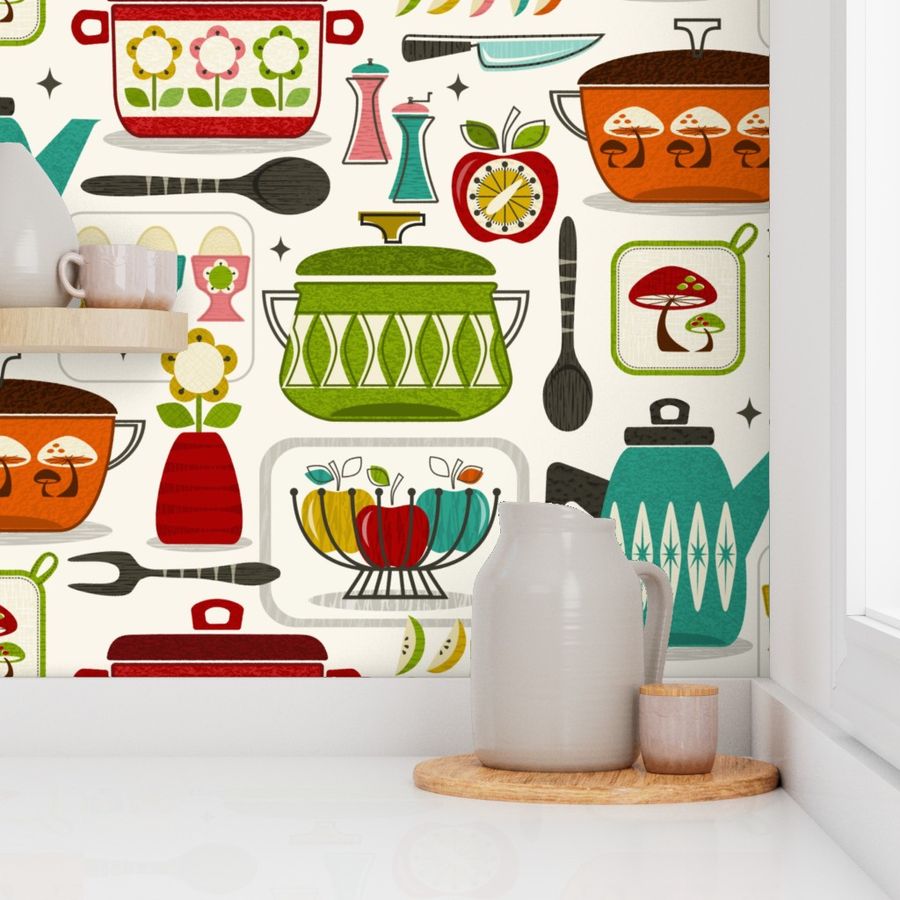 The Collectible Kitchen Wallpaper | Spoonflower