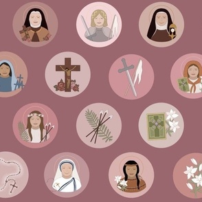 Catholic Female Saints Fabric