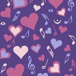 Hearts Music Notes Petal Solids Purple