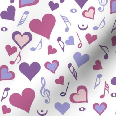 Hearts Music Notes Petal Solids White