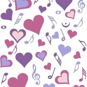 Hearts Music Notes Petal Solids White