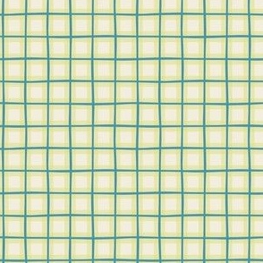 Checkers2 3x3 Citrus & Blue on Ivory