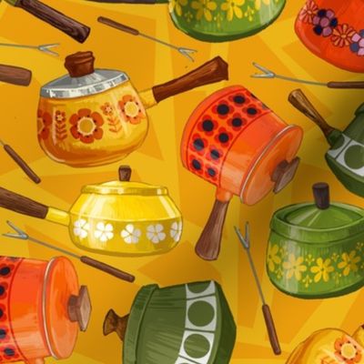 Funky Fondue Pots - 70’s Style Groovy Pattern